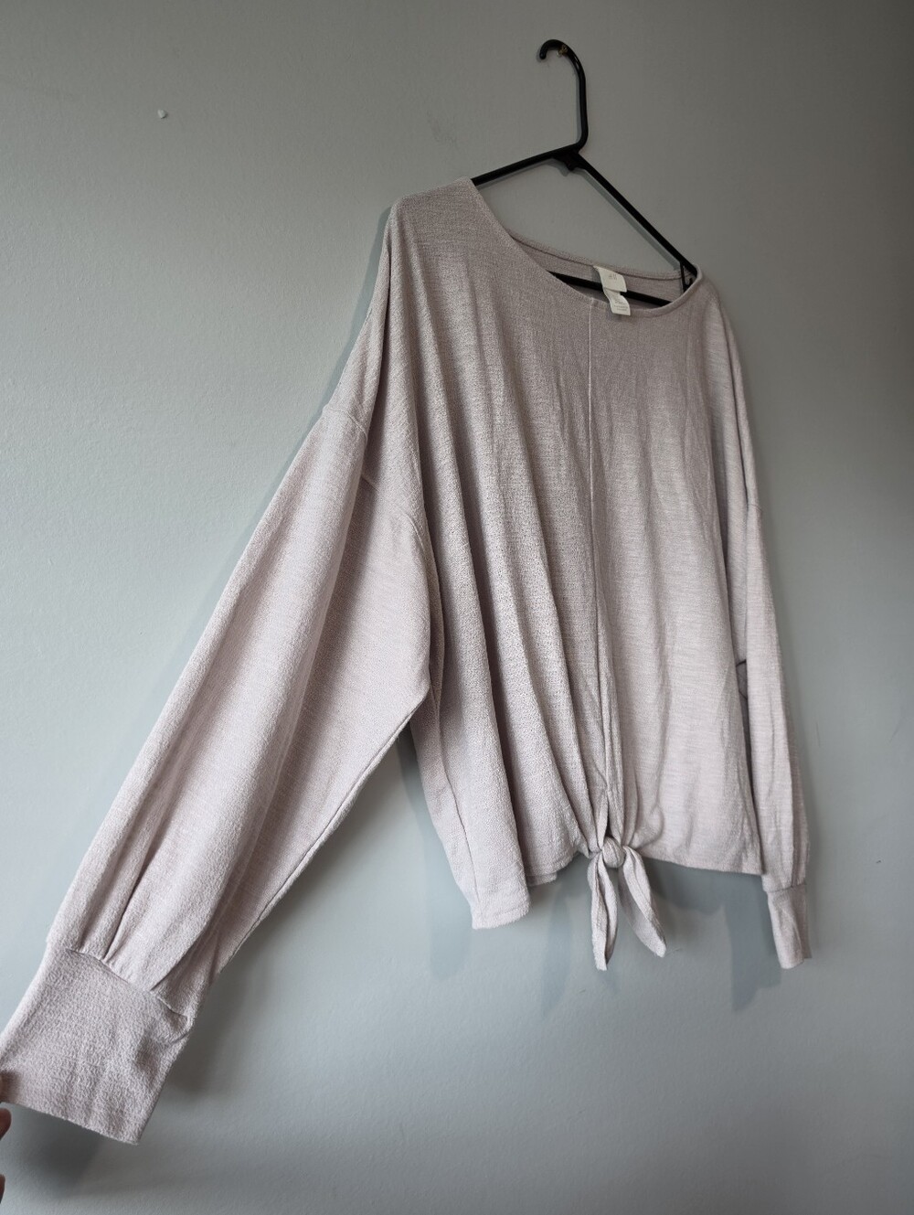 H&M Pale Pink Long Sleeve Tie-Front Top